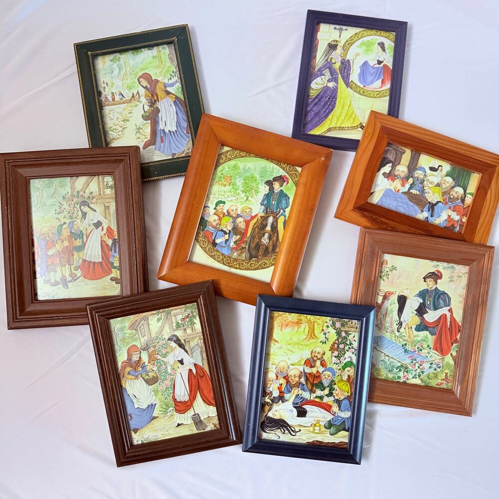 Vintage 1989 Snow White & The Seven Dwarfs Storybook Fairytale Nursery Wall Art